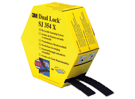 Dvipusė kibi juosta 3M Dual Lock SJ354X Grybukai-250, klijai kaučiukas, juoda, kvadratas