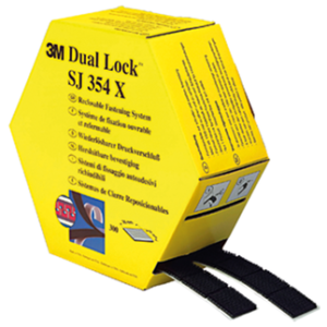 Reclosable fastener 3M Dual Lock SJ354X Fungi-250, adhesive rubber, black, square 25,4×25,4mm, 300 pieces.