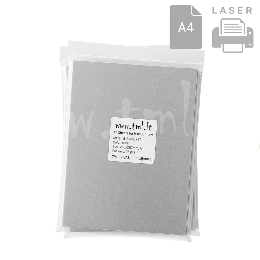 Labels A4 polyester 3389 silver matte