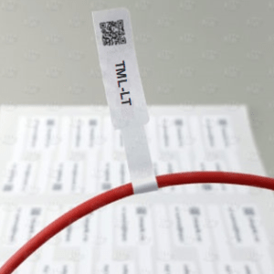 P-shaped cable and wire marking flags on A4 sheets for printing with a laser printer.
