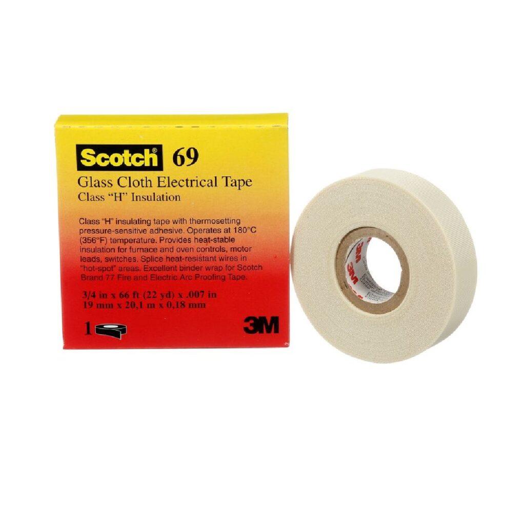 Electrical insulating tape 3M Scotch 69 General Purpose, Glass Cloth, white, 12mm*33m