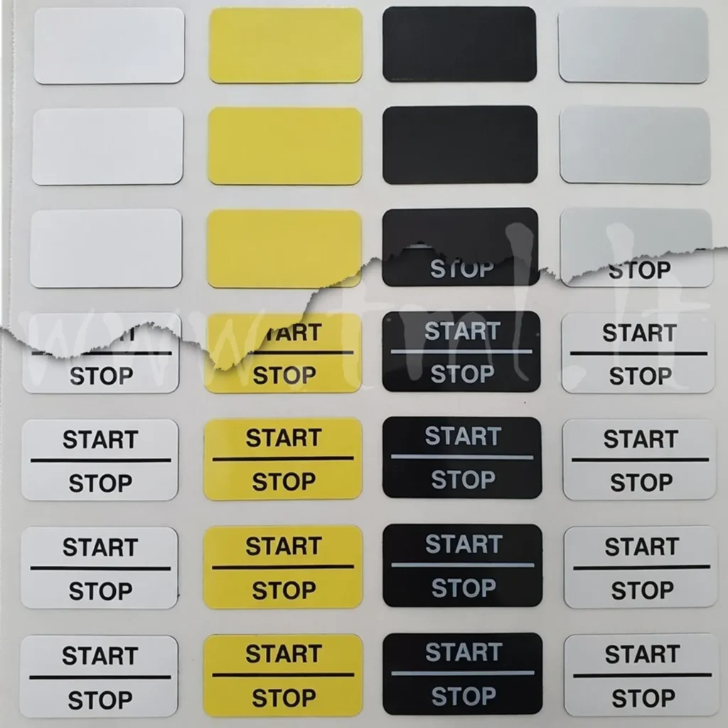 Push button labels blank and printed