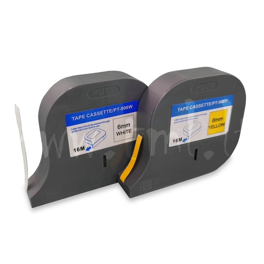 Label tape Puty P990 6mm white, yellow