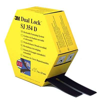 Застежка самоклеющаяся 3M Dual Lock SJ354D Грибки-250, адгезив каучук, черная, 2 ленты 25,4мм*5м