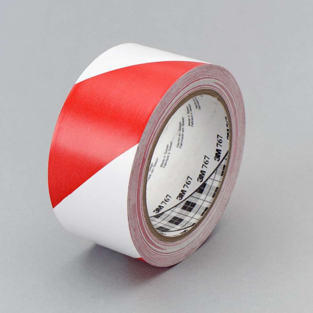 Grindų žymėjimo juosta 3M 767i, ekonominės klasės, 100mmx33m, dryžuota