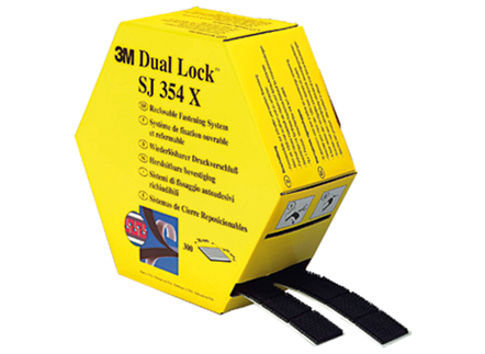 Dvipusė kibi juosta 3M Dual Lock SJ354X Grybukai-250, klijai kaučiukas, juoda, kvadratas 25,4×25,4mm, 300 vnt