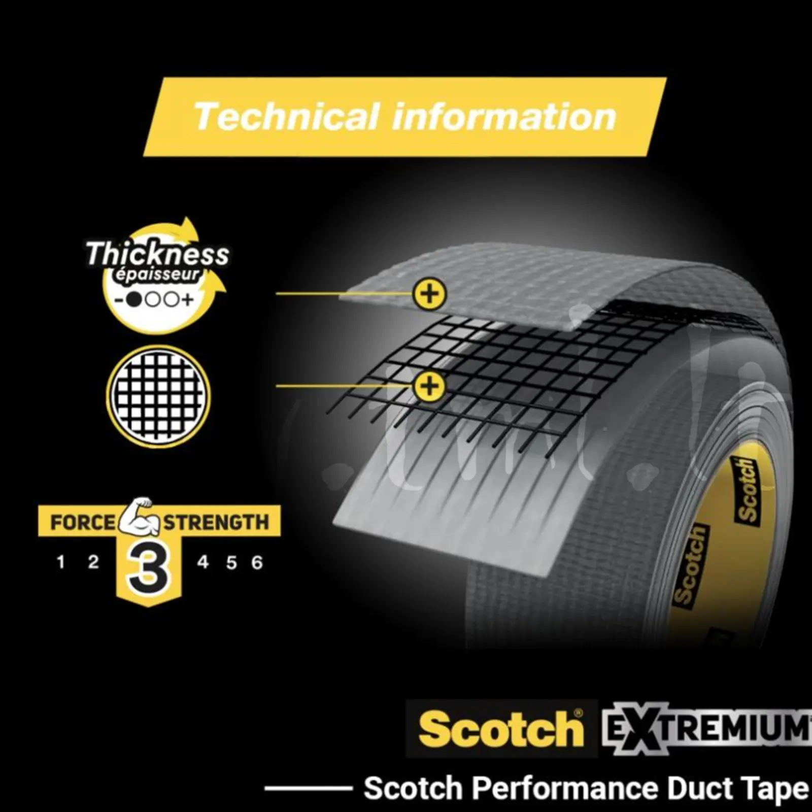 3M Scotch Universal Duct Tape details Universali armuota lipni juosta 3M Scotch Universal Duct Tape